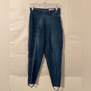 Women's Blue Jeans high waisted denim stirrup line  98% cotton